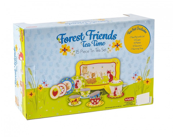 FOREST FRIENDS TEA TIME 15 Piece Tin Tea Set