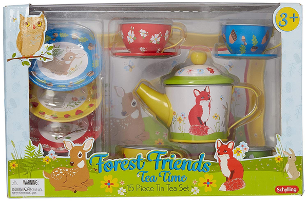 FOREST FRIENDS TEA TIME 15 Piece Tin Tea Set
