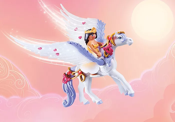 Pegasus with Rainbow in the Clouds