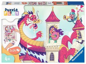 Ravensburger 2X24 Puzzle & Play: The Donut Dragon