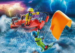 Kitesurfer Rescue with Speedboat